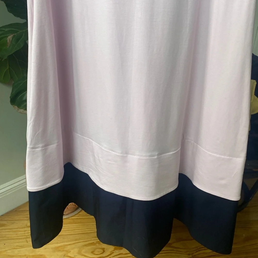 COS Contrast Hem Tent T-shirt Dress Pink Navy A-line Pockets Size Medium - Picture 7 of 11